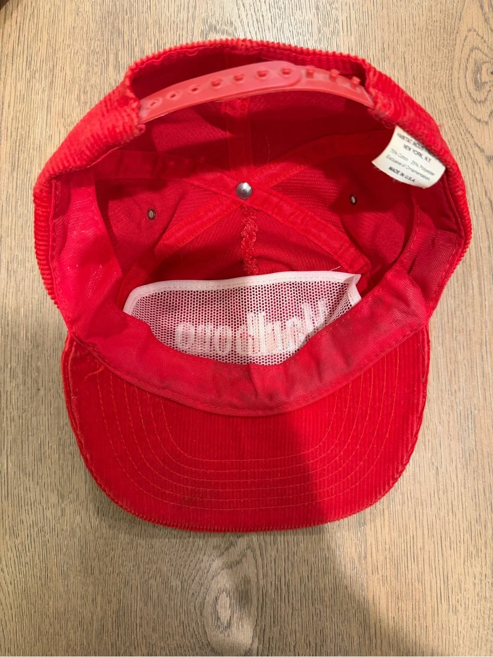 Vintage Marlboro Red Corduroy Snapback Hat Habitat Industries Made USA 75/25